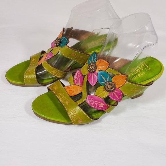 L Artiste Spring Step Dandy Floral Wedge Sandals 9 - Picture 5 of 7
